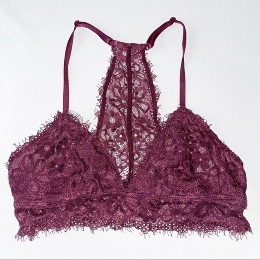 Aerie Maroon Eyelash Lace Racerback Bralette
